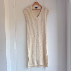 Massimo Dutti Cream Knit Midi Dress